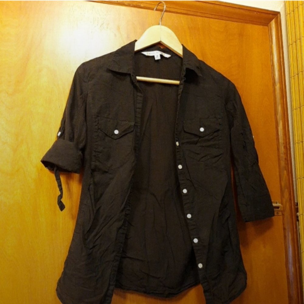 Max Studio Sheer Button Front
